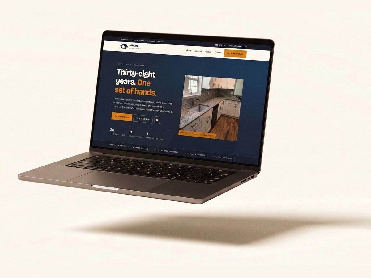 The AJ Home Improvements website built by gdj.