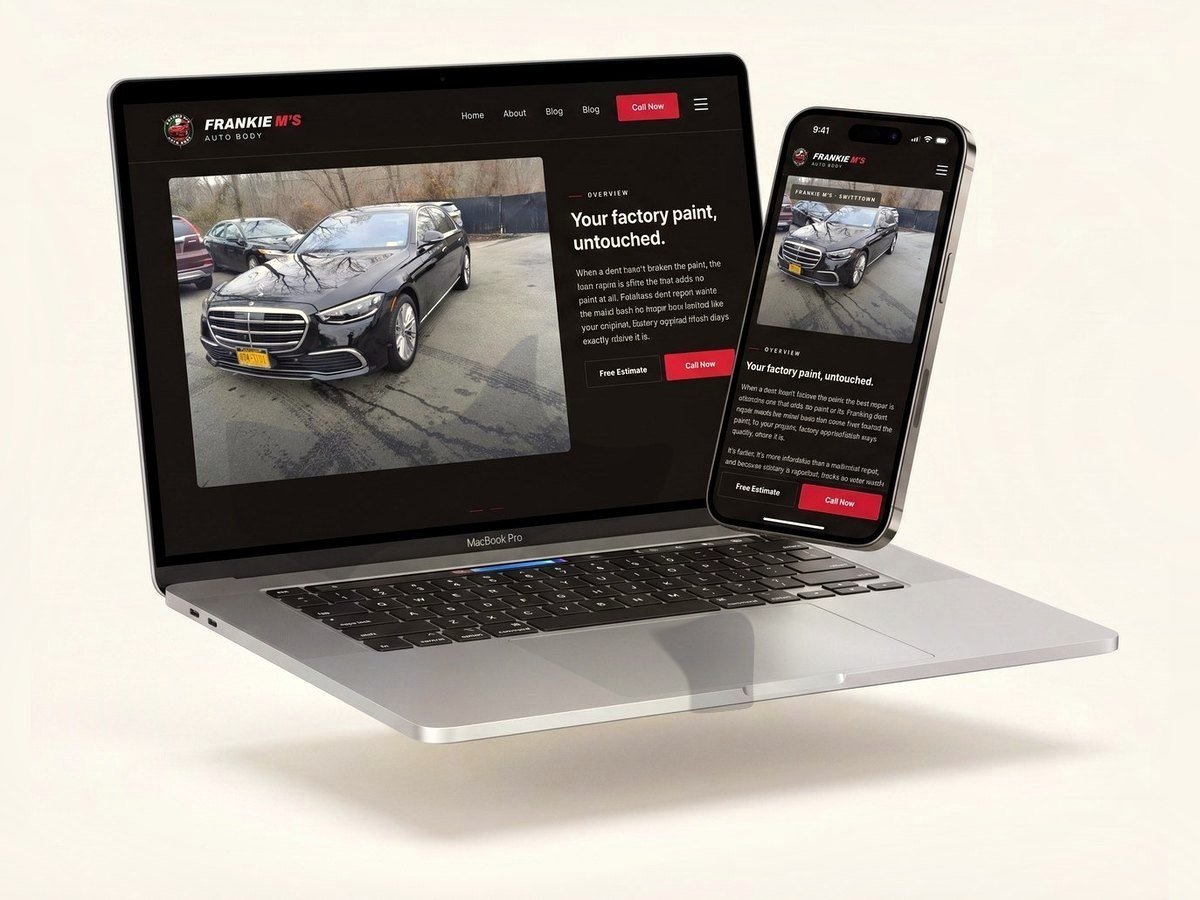 The Frankie M's Autobody website built by gdj.
