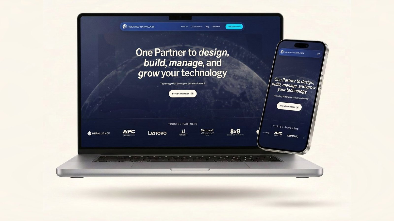 The Hardwired Technologies website built by gdj.