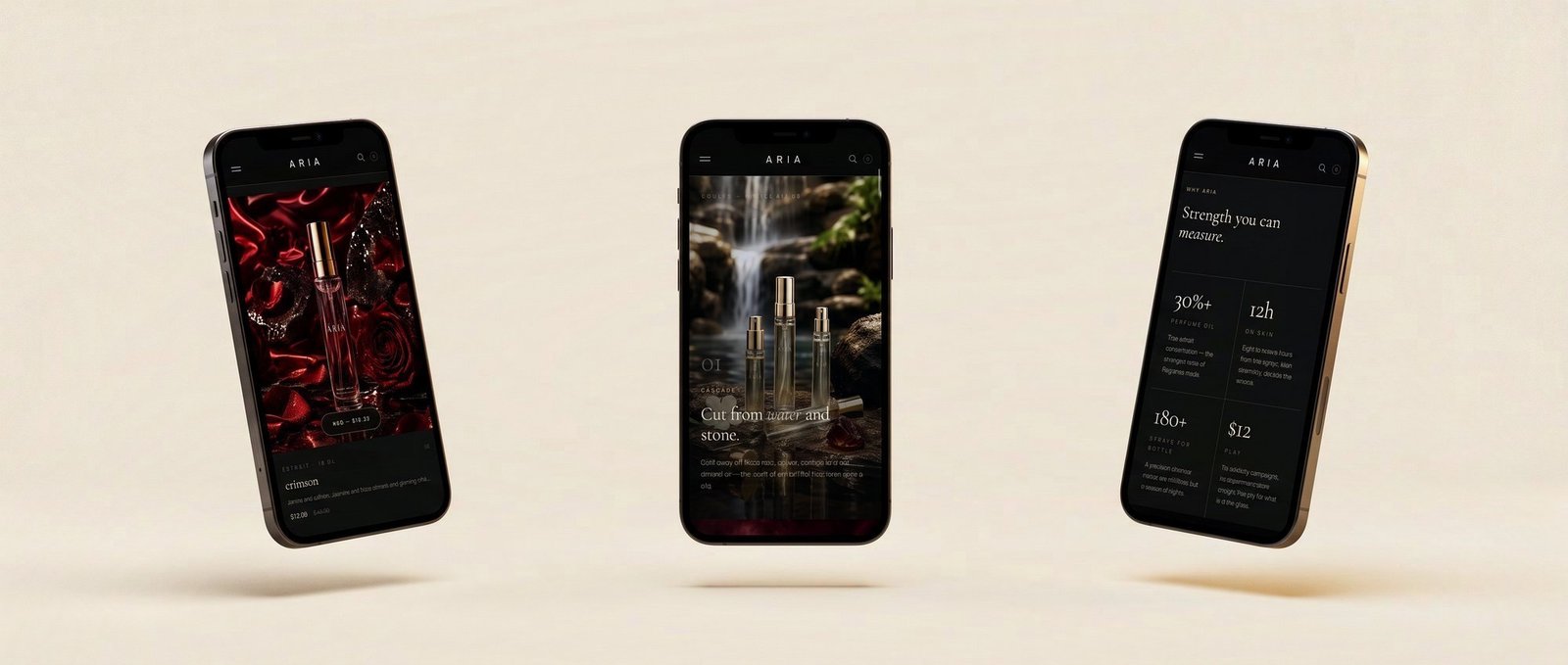 Aria Scents website detail