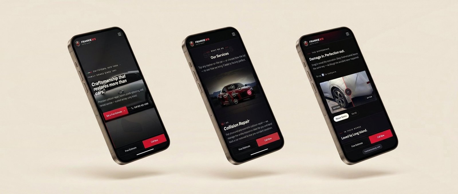 Frankie M's Autobody website detail